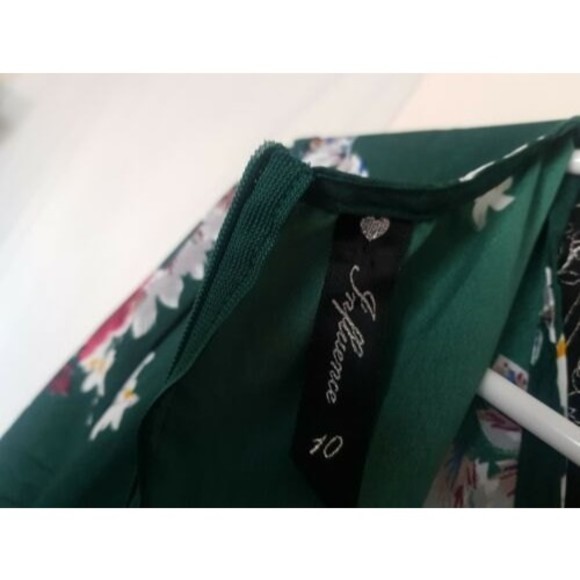 Influence Dress Floral Size10 Green High Low Flowy Womens V Neckline Asymmetric - Picture 11 of 12